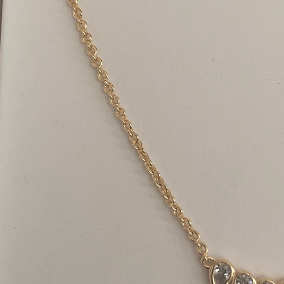 Sterling Forever Teardrop CZ Arch Pendant Necklace- Gold - Picture 6 of 9